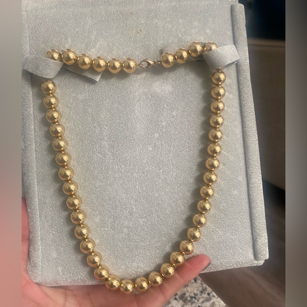 COPY - gold beads necklace real gold light weight not sure999needs magnifying g…